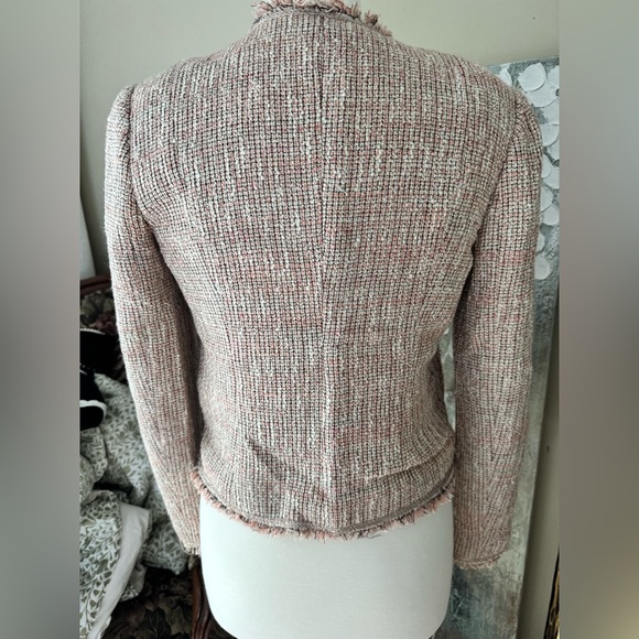 Rebecca Taylor soft Pink Tweed Jacket with Fringe 6 - Picture 3 of 3